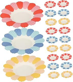 DIKACA 150 Piezas Platos Desechables Fiestas de Platos Decorativos Forma de Flor Aperitivos y Postres Celebraciones Infantiles