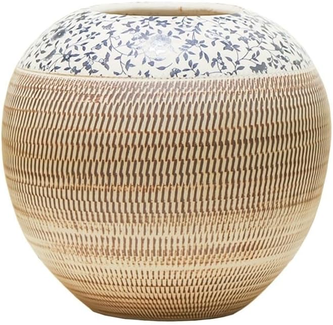 Vase Round Ceramic Vase Decoration Living Room Flower Arrangement Decoration Office Entrance Study Home Chinese Decoration Suitable for Dining and Living Room Home decoratio