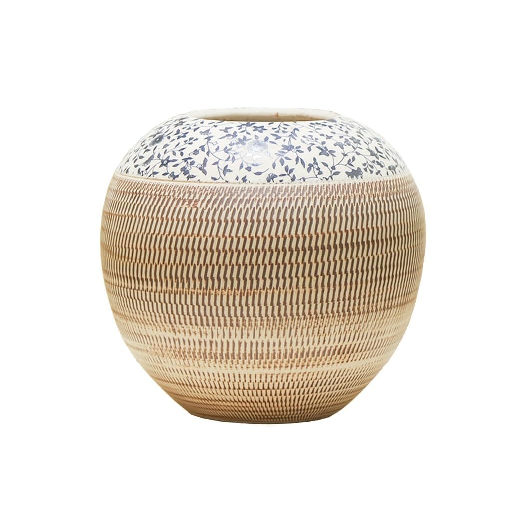 Bzgpmfud One Color Vase Desktop Flower Round Ceramic Decoration Living Room Arrangement Office Entrance Study Chinese