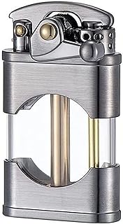 Isqueiro de chama macia de metal, isqueiro de querosene visível antigo, isqueiro reutilizável à prova de vento, isqueiro de metal para velas, grelhas, grelhas, fogos de artifício (sem butano) (Color