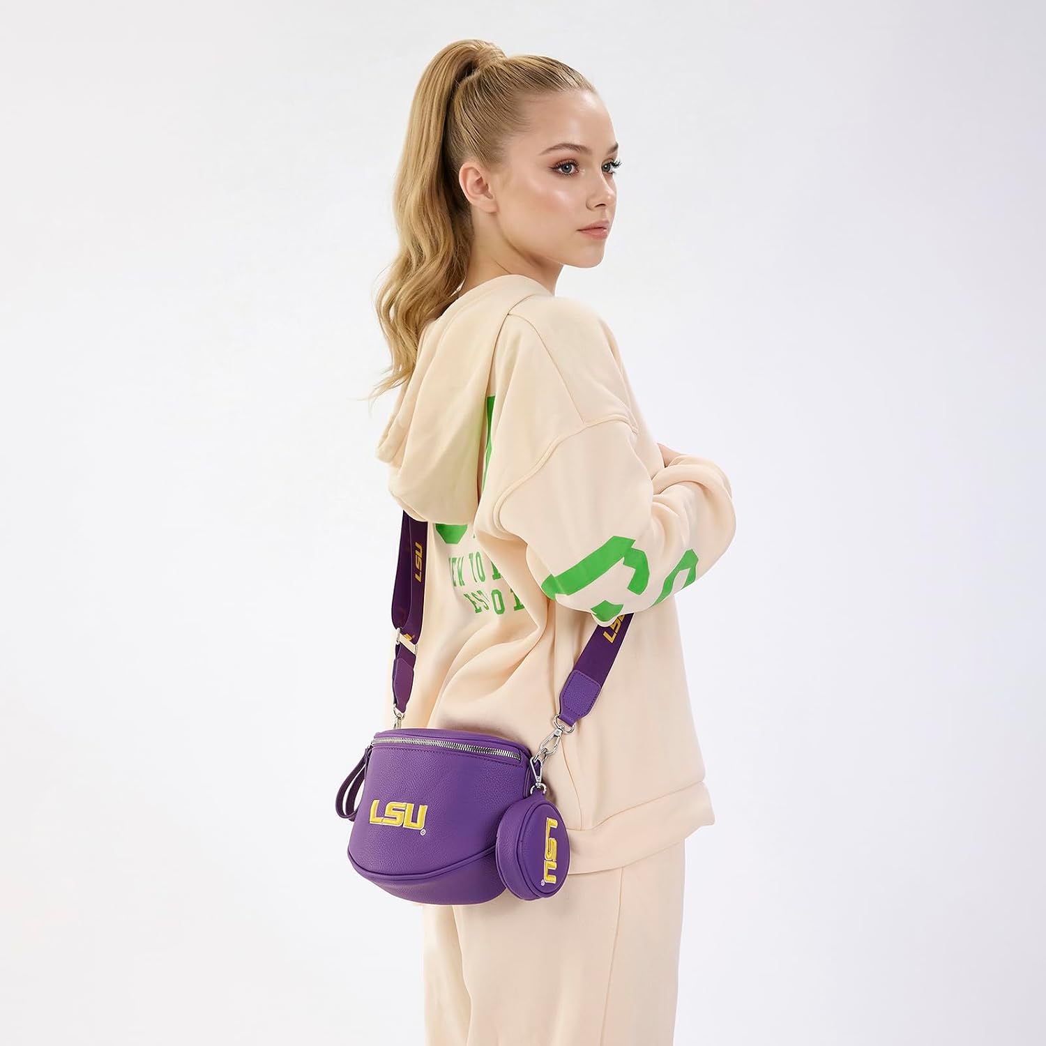 NCAA Bum Bags for Women Crossbody & Small Wallet, Large Capacity Crossbody Bum Bag Belt Bag for Gift, Game Day, Travel