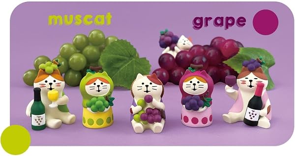 デコレ コンコンブル ぶどうケリケリ猫 デコレ concombre 秋ディスプレイ ぶどう食べくらべ猫 約43×25×h37mm ZCB-95025 - 3