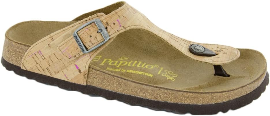 Papillio Women's Gizeh Thong Fashion Sandals, Metallic Fuchsia Cork Leather, 37 M