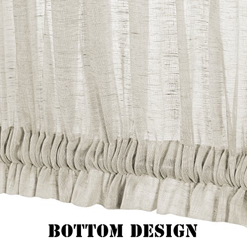H.versailtex Linen French Door Curtains Privacy Light Reducing Door Curtain With Tieback | Rod Pocket Curtain 2 Panels For Glass Door Feature Open Weave Textured Linen - 25"X72" - Natural #TOP5