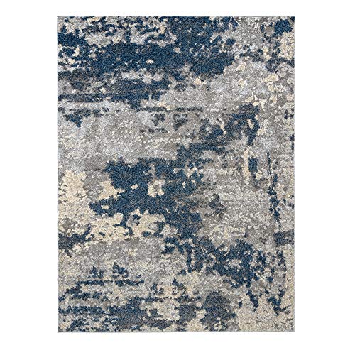 Gertmenian Area Rug 3 Piece Sets Non-Shedding Soft Modern Contemporary Carpet Pc Living Room Dining Entryway Bedroom Runner Rugs Gift Set, 2X6 5X7 8X10 Large, Navy Blue Abstract, 81739 #TOP2