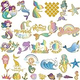 Ooopsiun Glitter Mermaid Tattoos for Girls - Mermaid Birthday Party Favors decorations for Children Girls,7 Large Sheets