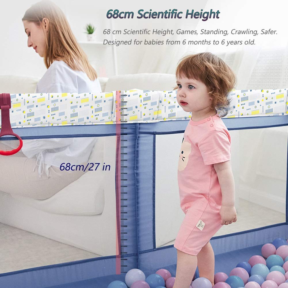 Recinto per Bambini Extra Large, recinto per Bambini Portatile a 8 Pannelli per Bambini, Bambine, Neonati e Neonati - 150x180x68 cm (Blu)