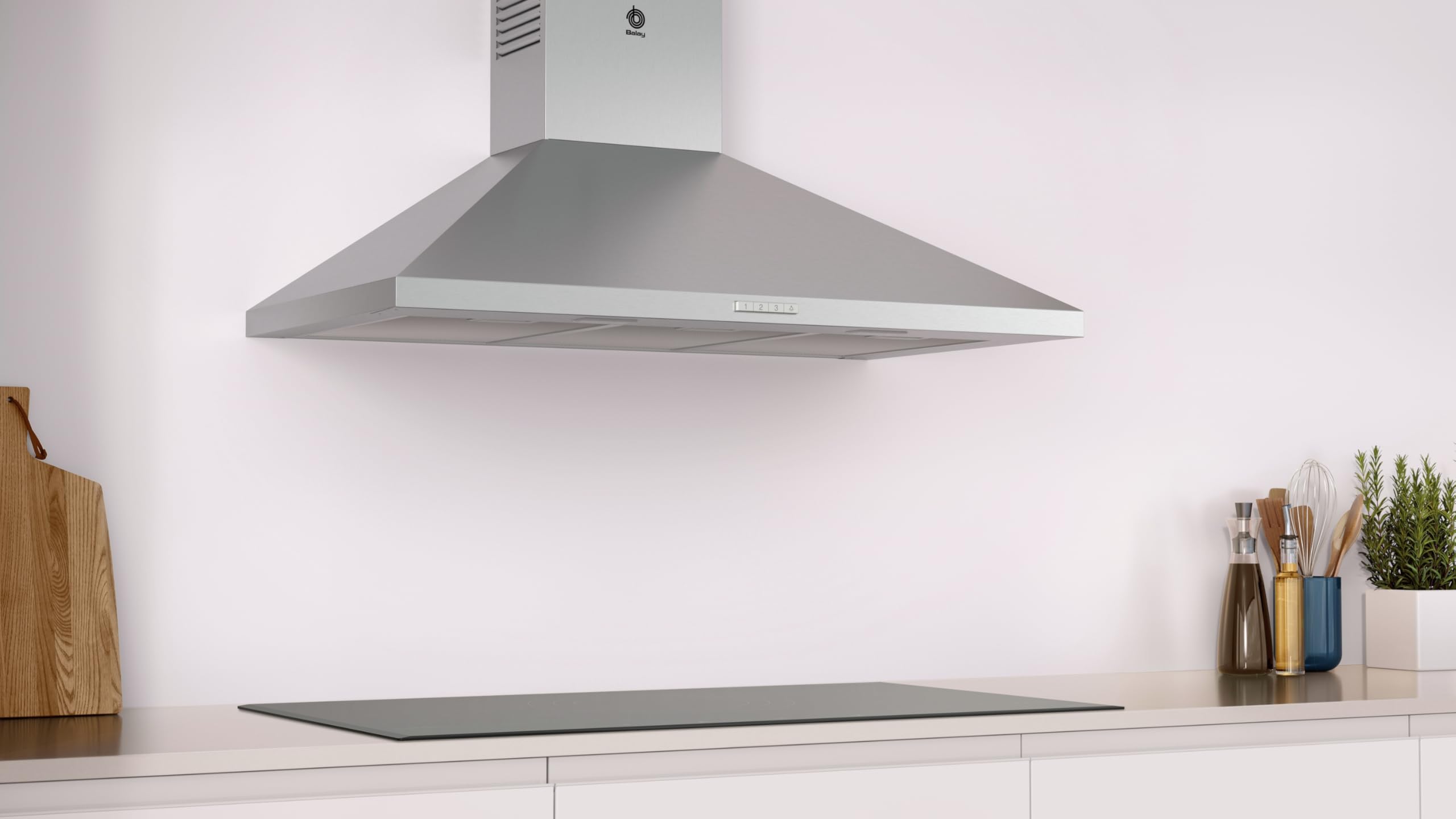 Balay, Campana decorativa de pared piramidal, 90 cm, inox, 3BC695MX | Un diseño clásico y atemporal con la campana piramidal.