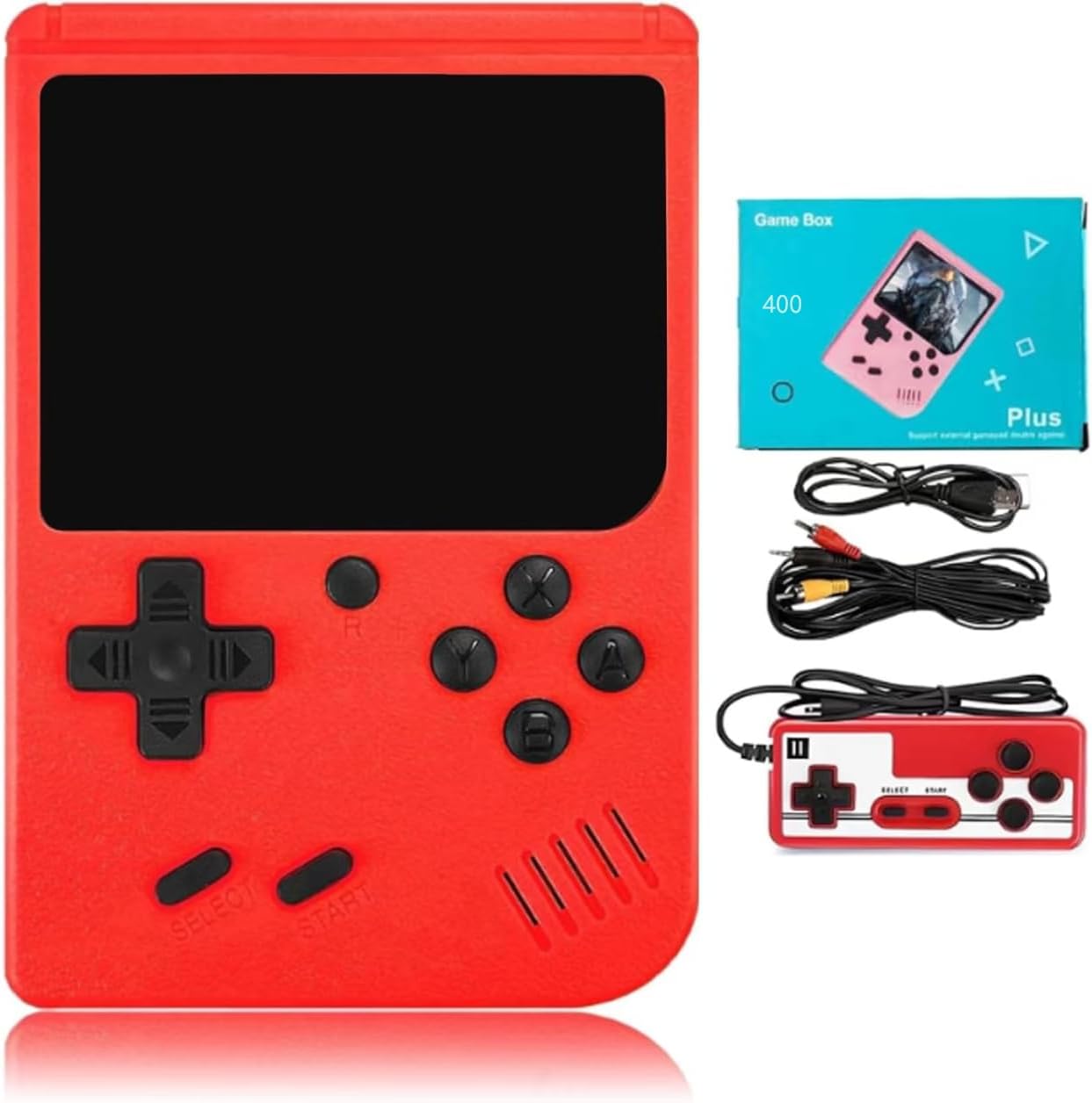BVXZIOP Retro Handheld Game with 400 Classic Games , 3.0 Inch Screen Video Game Console Ideal for Kids, Supports TV Connection,with Game Controller, Support Two-Player Battle (Red)