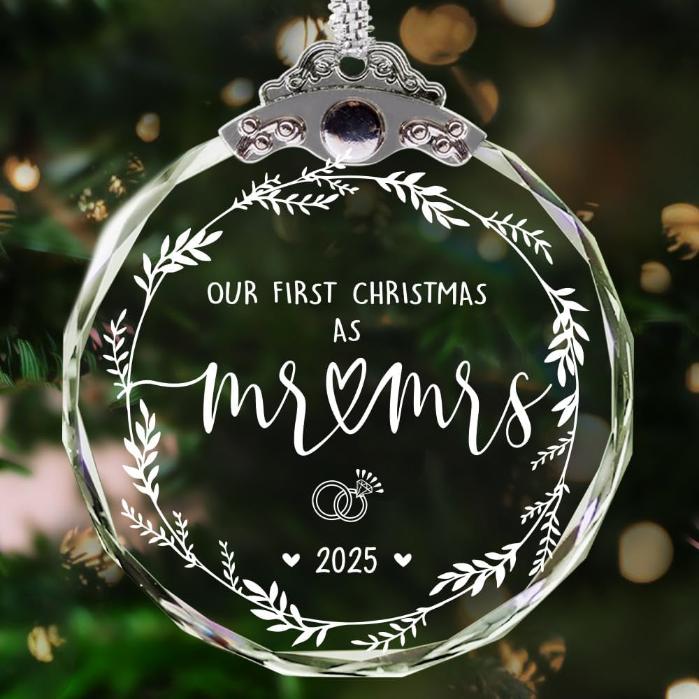 Our First Christmas Married Ornament 2025, Just Married Christmas Ornament as Mr & Mrs, First Year Newlywed Ornaments for Couple