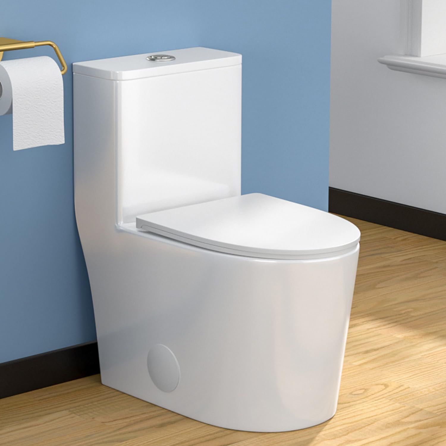 Lordear Elongated Toilet, 16'' Height Comfort Chair Seat, Compact One Piece Toilet for Bathrooms, Dual Flush High Efficiency 1.1/1.6 GPF, 12'' Rough-in, CEC&DOE Certified, Style 6