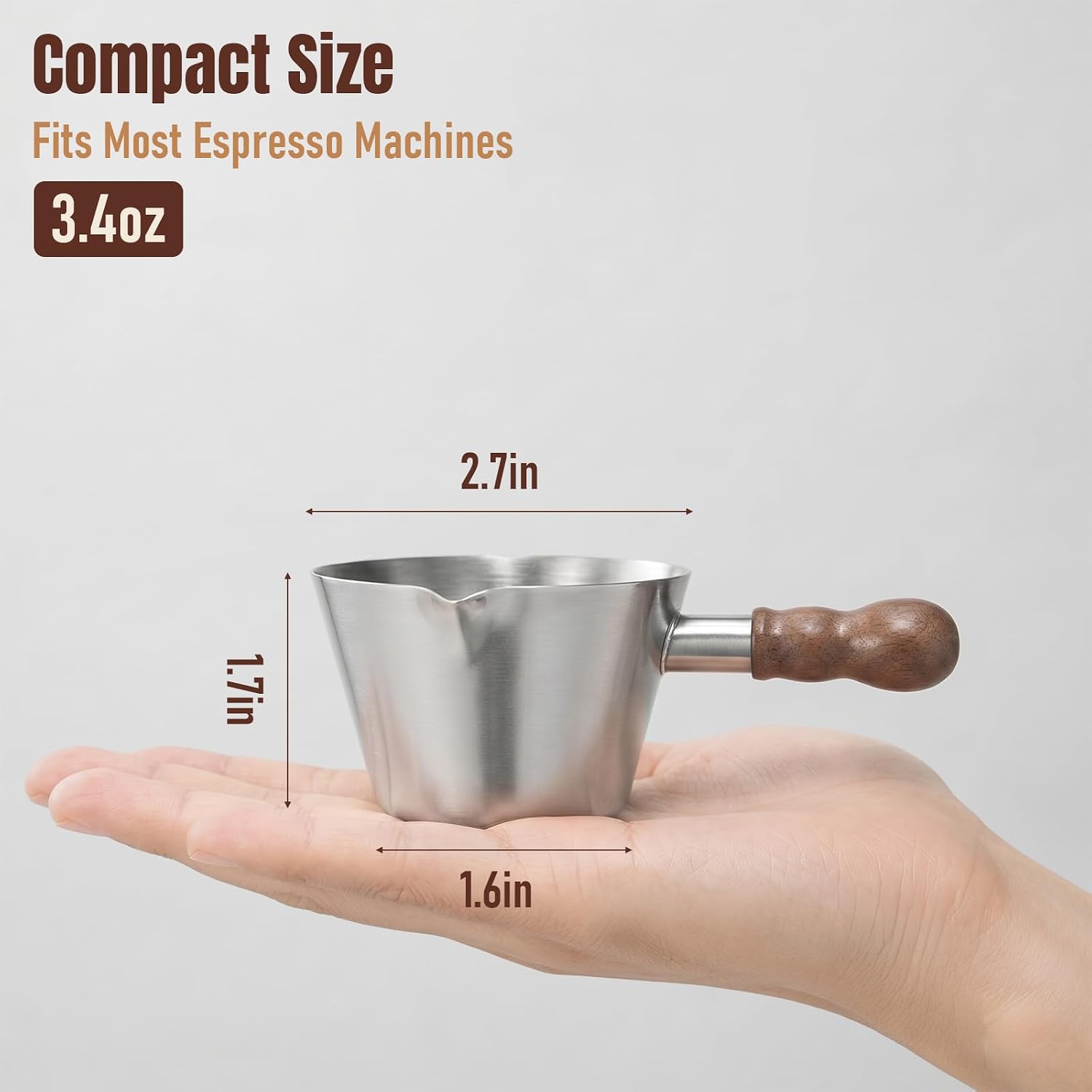 Baalaka 3.4oz Espresso Cups Set 2, Stainless Steel with Wooden Handles