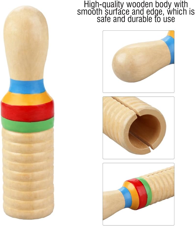Wooden Guiro, Guiro Crow Sounder Toy Percussion Musical Instrument for Kids Children, As Shown in the Picture, One size fits all - Image 4