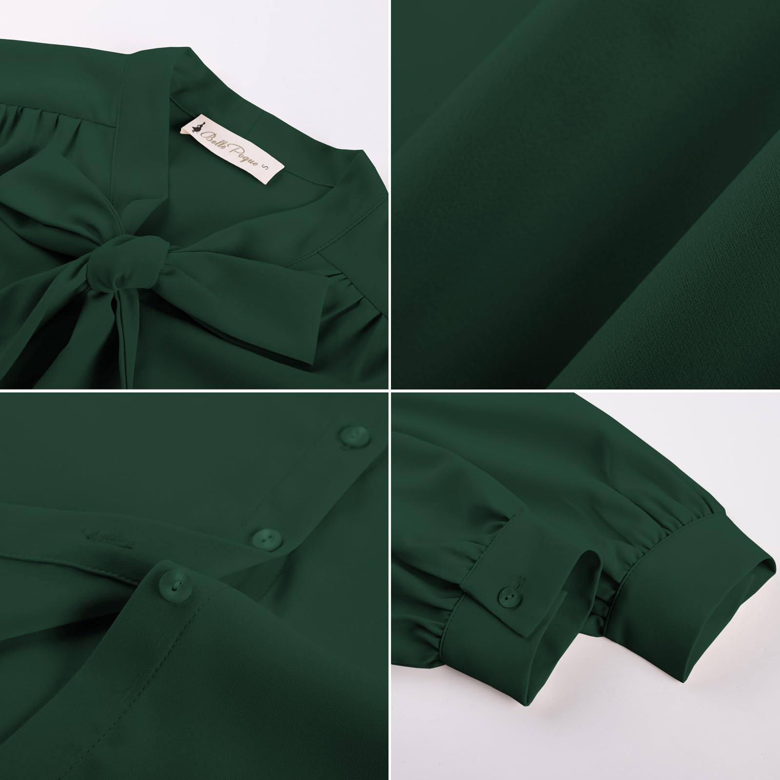 Belle Poque Camicetta in chiffon da donna UK a maniche lunghe con bottoni