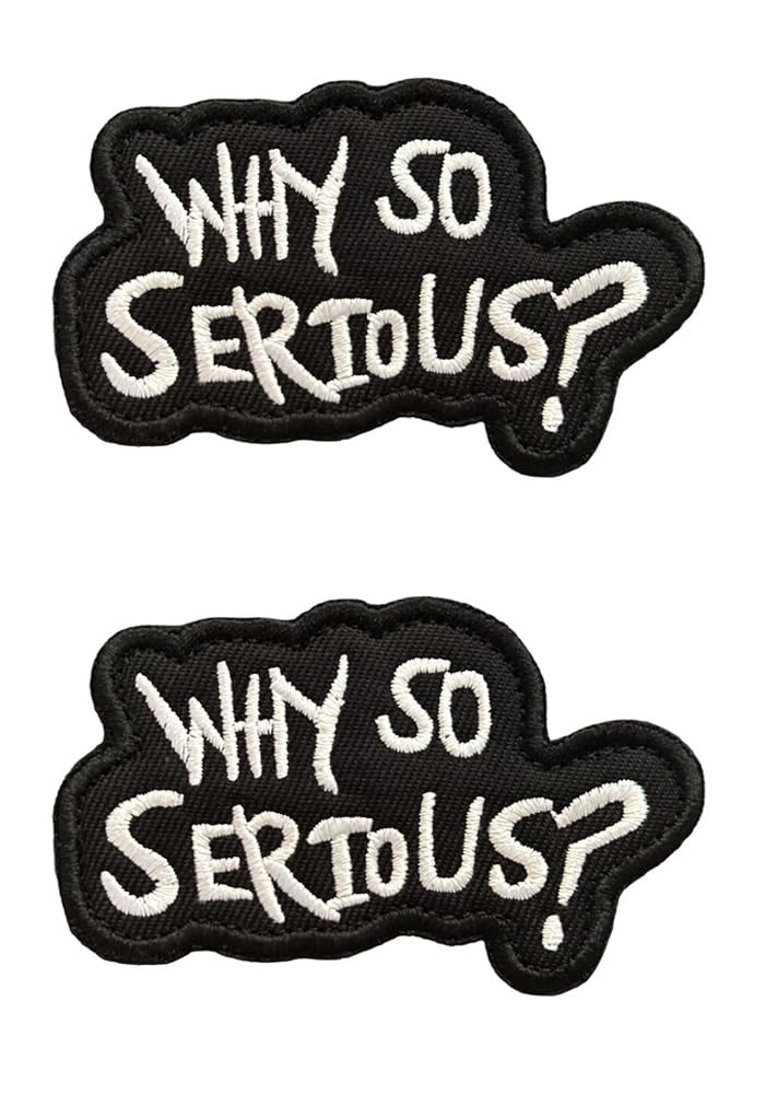2 Pcs Why So Serious Funny Phrase Tactical Patch,Hook and Loop Embroidered Tactical Biker Patches Emblem for Clothes,Backpack, Bags,Vest, Jackets, Hats, Dog Harness