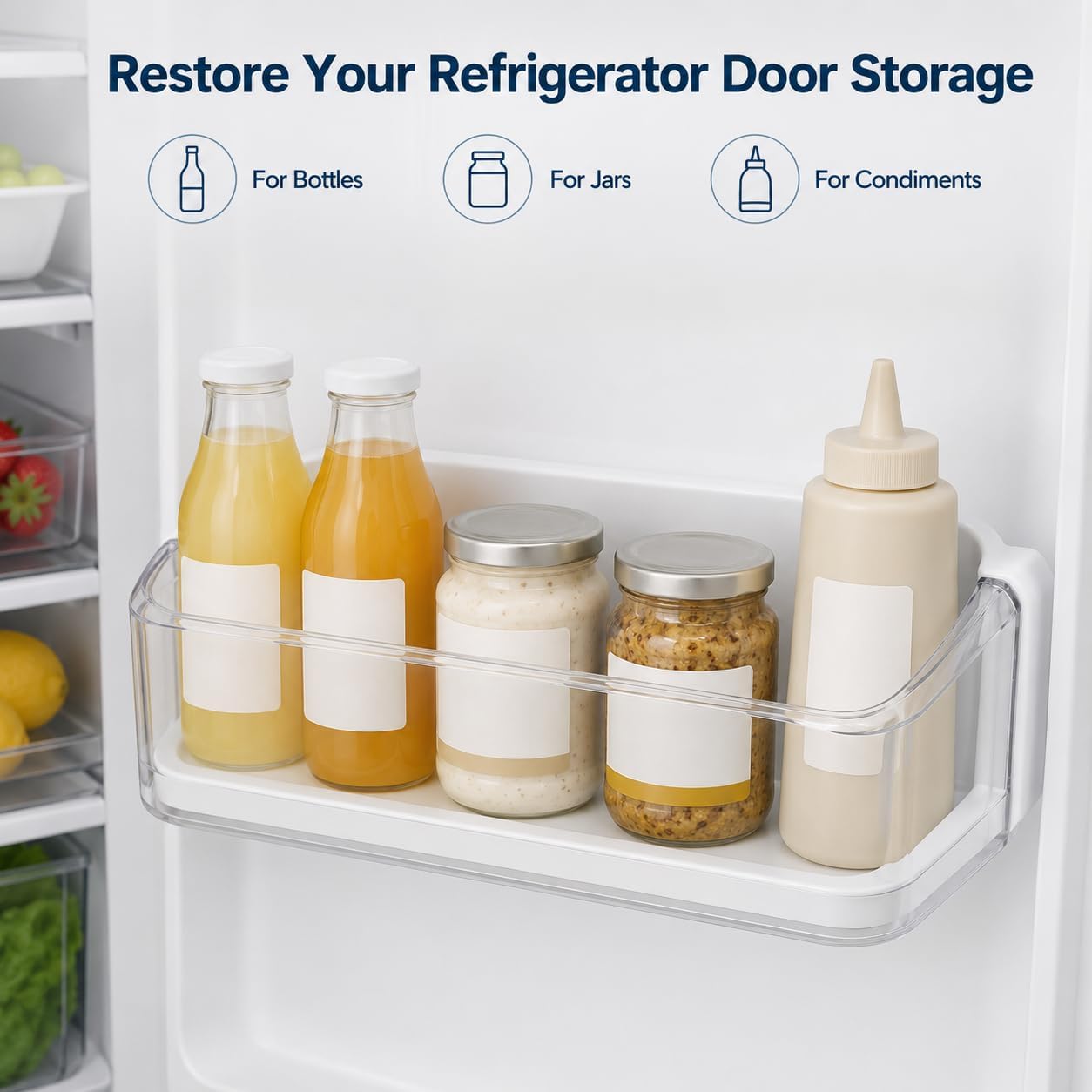 DA97-11483A Refrigerator Door Shelf Bin Replacement, Compatible with Sam-sung Refrigerators, Fits RFG297HDRS RFG298HDRS RFG297HDWP RFG29PHDRS, Replaces PS4176339 AP5272852, Left Door Bin Clear