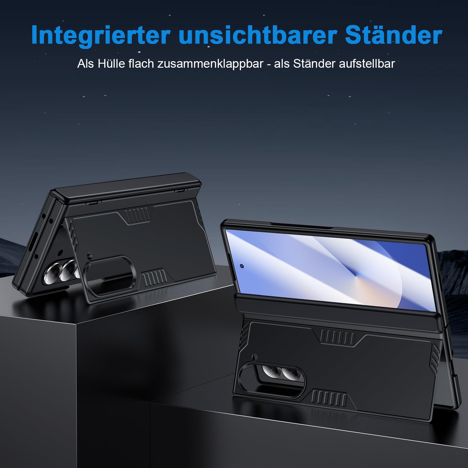 Custodia per Samsung Galaxy Z Fold 6: pellicola protettiva HD, supporto nascosto, protezione della cerniera, supporta la ricarica wireless, custodia antiurto per Galaxy Z Fold 6, nero