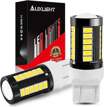 AUXLIGHT 7443 7440 T20 W21W 1400 Lumens Super Bright Low Power LED Light Bulbs Replacements for Back Up Reverse Lights and Tail Brake Stop Parking Lights, 6000K Xenon White Pack of 2