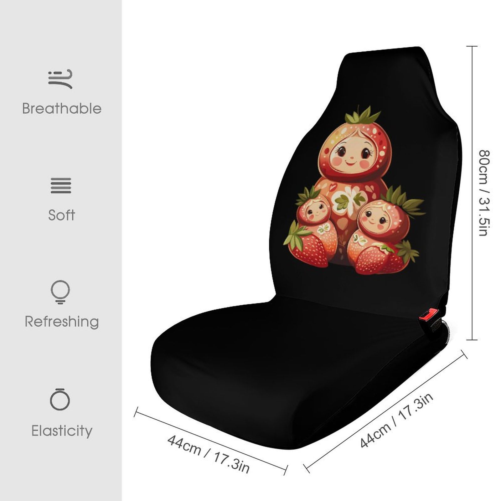 Matryoshka Russian Strawberry Nesting Doll Car Seat Covers Universal Car Front Seats Protector Auto Interior Accessories 2PCS