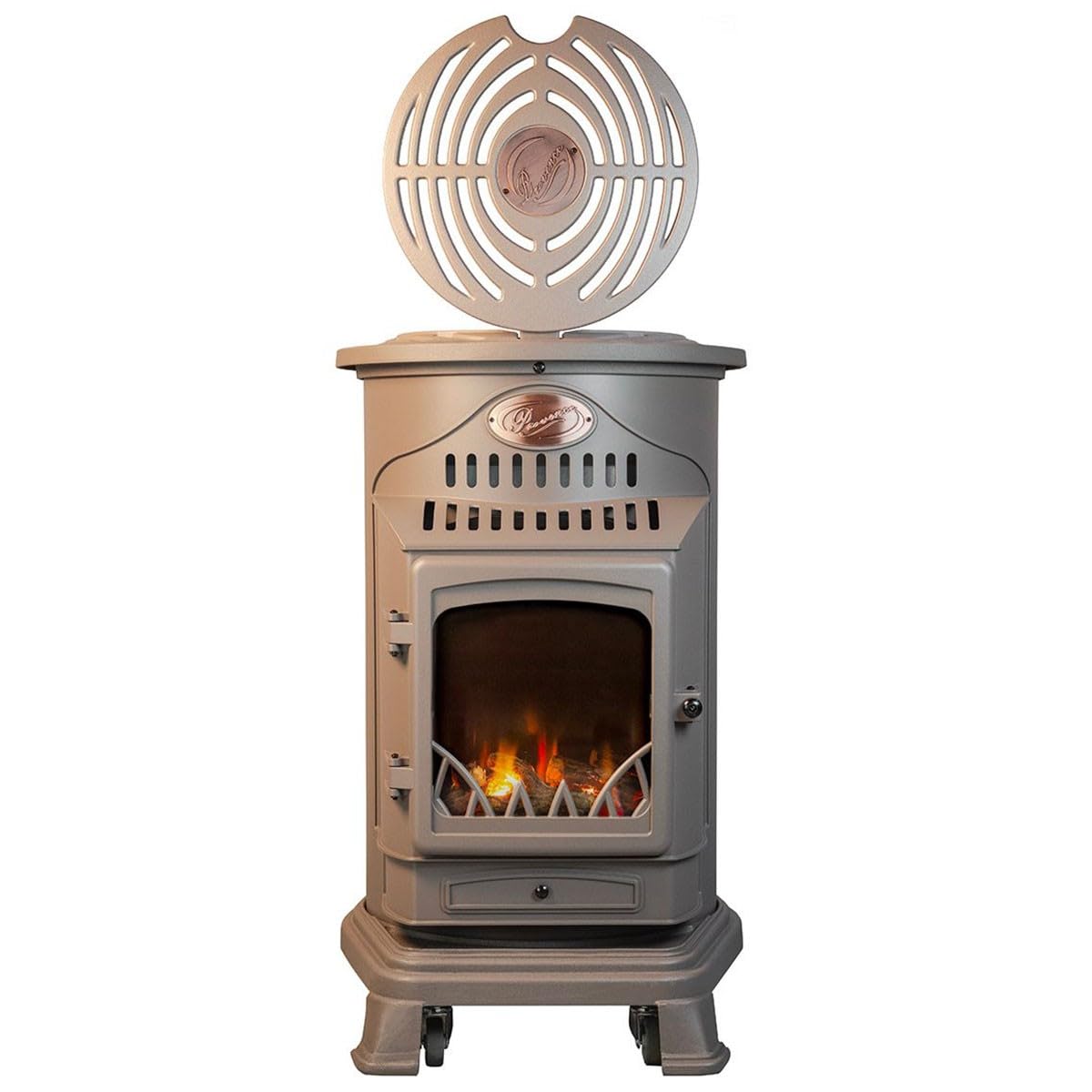 Universal - Poêle à gaz Provence 3,4 KW Marron Effet poêle à Bois Fonte véritable Chauffage d'appoint au gaz
