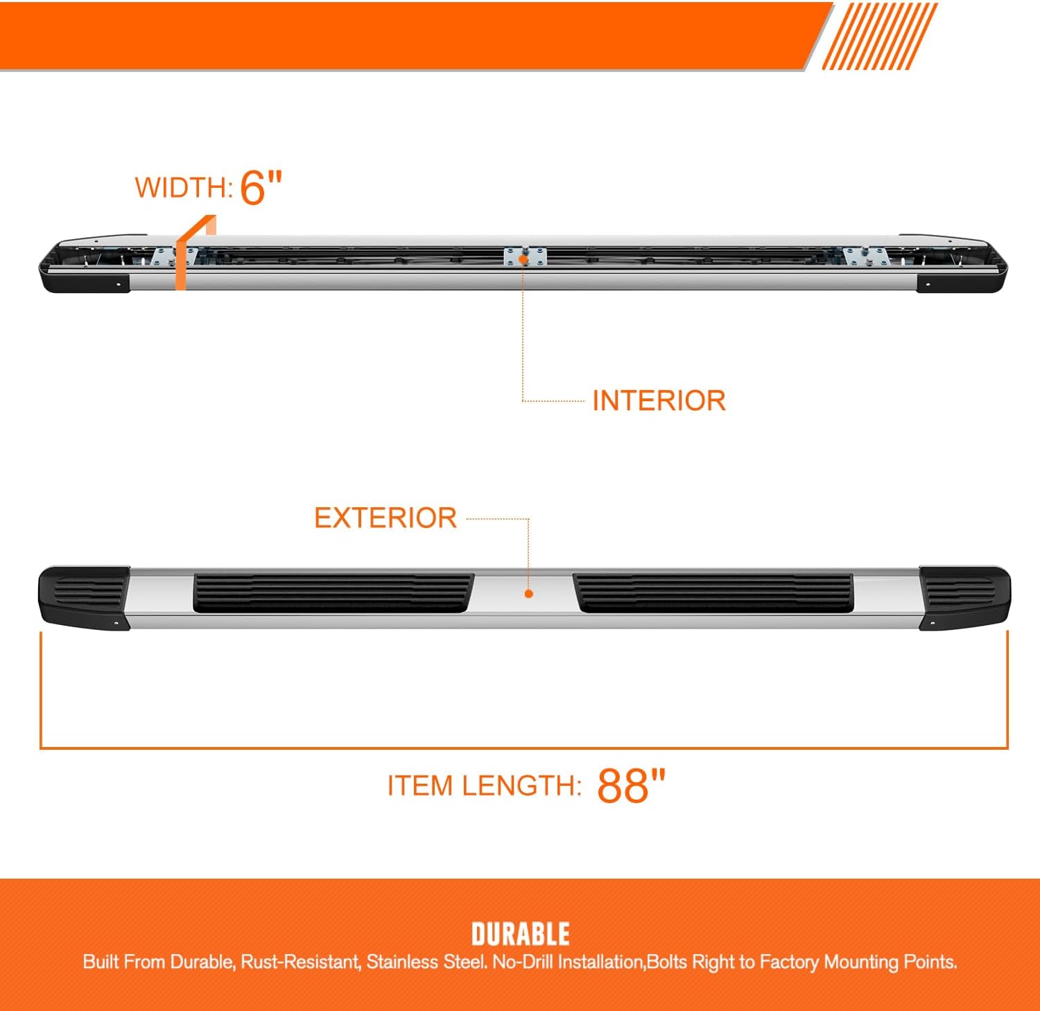 6 Inch Running Boards/Side Steps/Nerf Bars Compatible with 19-24 Dodge Ram 1500 Crew Cab