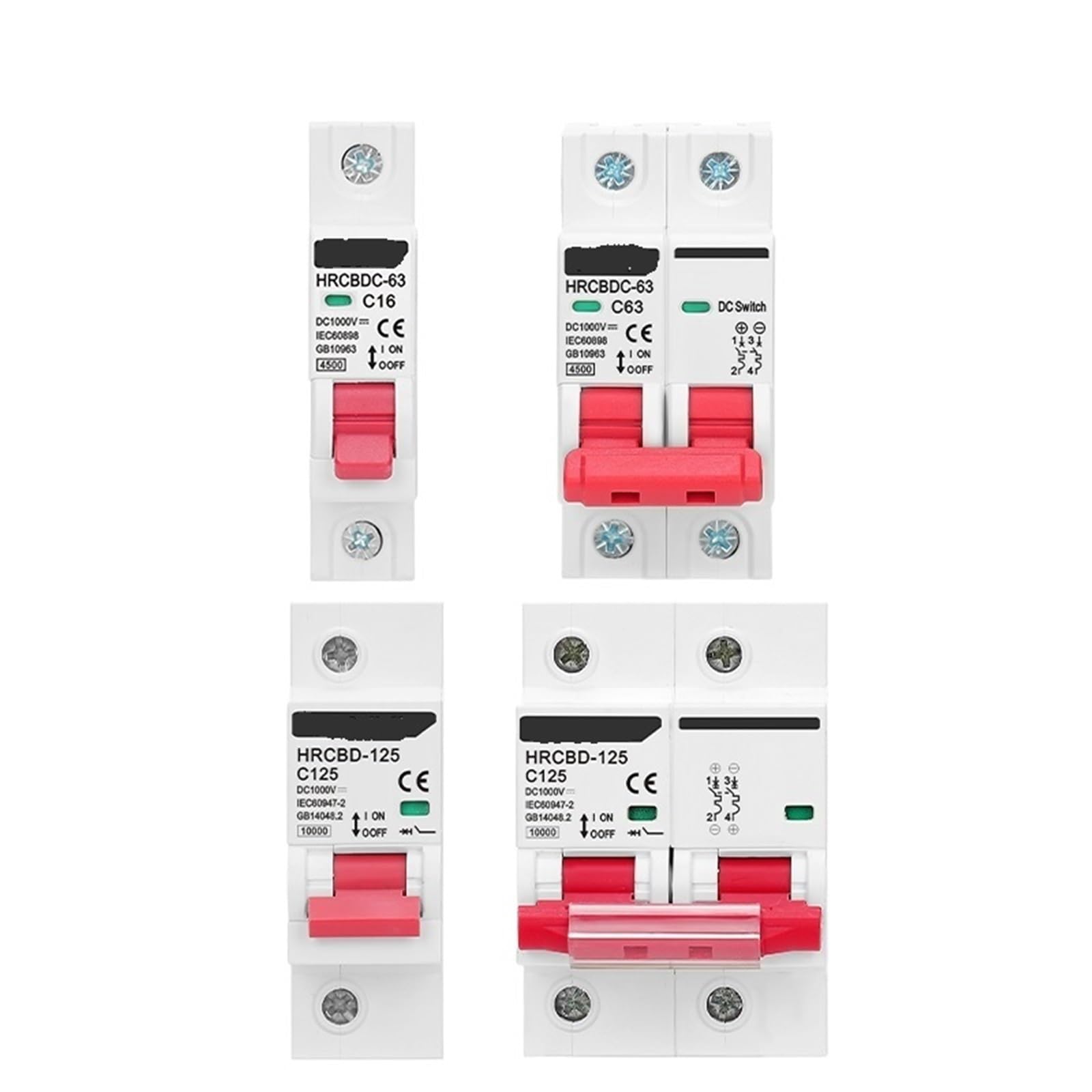 Mini-disjoncteur Solaire 2P DC 1000V MCB 50A boîtier de protection pour câble photovoltaïque