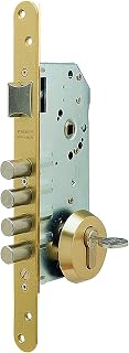 TESA R10BR566E Einpunkt-Einsteckschloss, messingfarben, Zylinder 30 x 30 mm, Dornmaß 50 mm, 4 Riegel