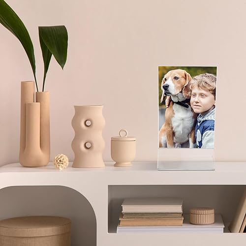 Miniatura 4 de Thyle Paquete de 12 marcos de fotos de acrílico transparente de 3.5 x 5 pulgadas, doble cara, soporte para letreros de plástico, soportes de menú