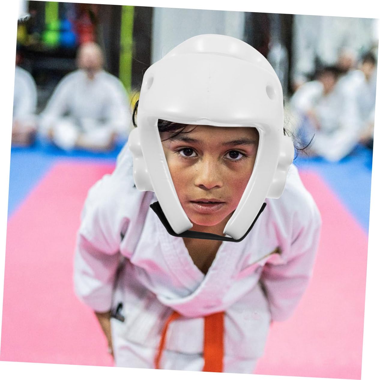 UKCOCO Casco de Boxeo para Niños Seguro y Ajustable de PU Blanco, Equipo de Protección Adecuado para Entrenamiento de Karate y Hockey sobre Hielo
