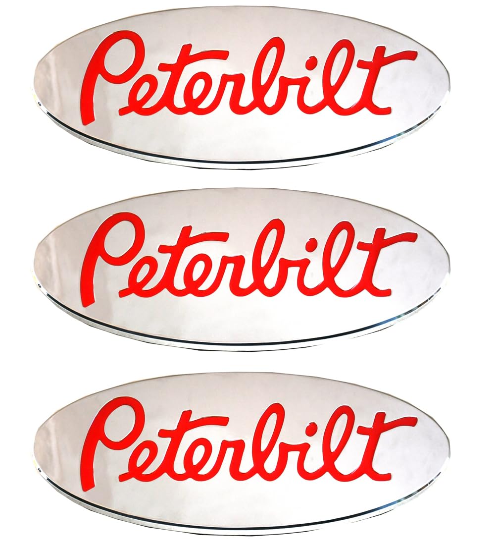 3pcs Name Emblem Plate Custom CNC 6061 Logo Grille Fender 3D Badge Replacement for Peterbilt (Chrome)