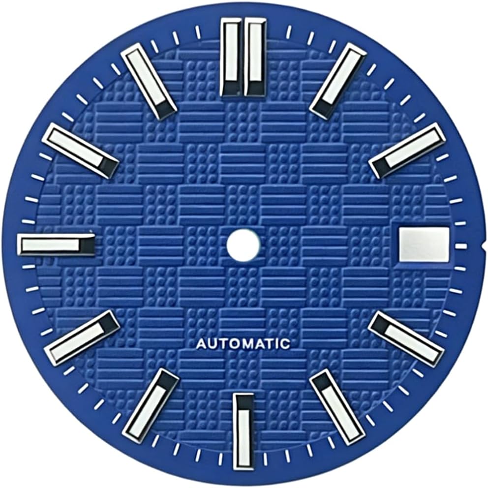 28.5MM Mechanical Dial Strong Green Luminous Face Watch Dials for NH35/NH36/4R/6R Watch Movement Pattern of Grid Texture Watch Accessories image 3