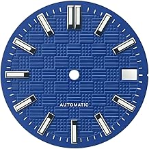 28.5MM Mechanical Dial Strong Green Luminous Face Watch Dials for NH35/NH36/4R/6R Watch Movement Pattern of Grid Texture Watch Accessories