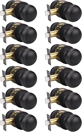 Miniatura 32 de KNOBWELL 8 Pack Black Door Knob for Hallway and Closet, Keyless Interior Passage Function, Round Non-Locking, Matte Black Handle