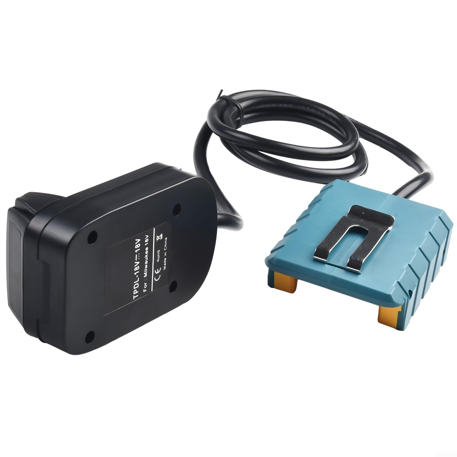 Adaptateur de câble d'extension de batterie 18 V/20 V, connecteur d'alimentation léger avec support mural, compatible avec perceuses, noir (For)