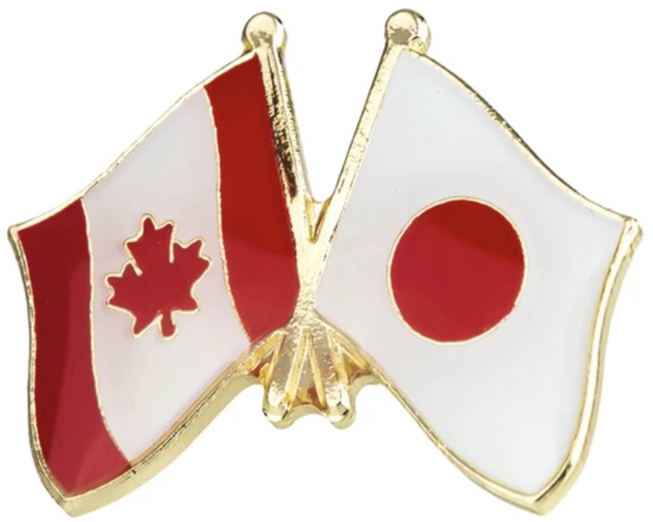 Canada Canadian National Flag Crossed Flags Friendship Love Alliance Allies 1" Enamel Pin