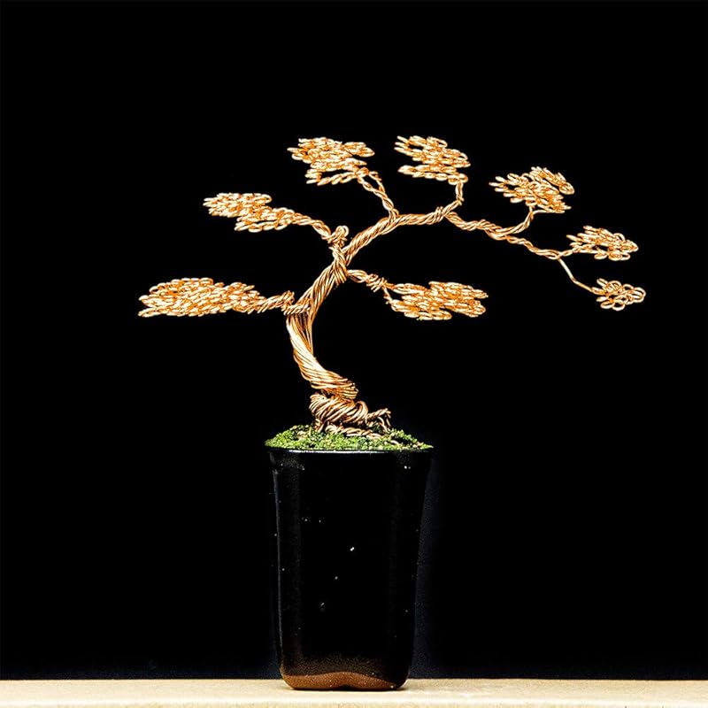Copper Wire Bonsai Tree Cascade Style in Ceramic Bonsai Pot