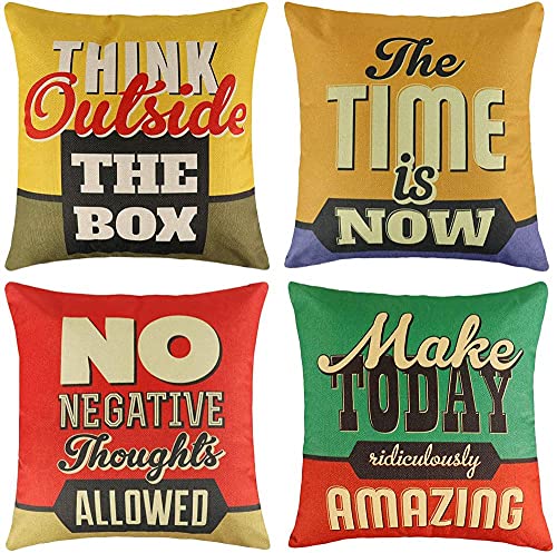 Protectores De Almohada 4 Piezas Funda De Cojín De Decoración Cojines De Silla Referencias Cuadradas Acogedor Diseño Geométrico Fundas De Almohada De Lino Con Cremallera Invisible 45x45cm(18"x18") Ban Cover