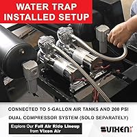 Vista 3 de Vixen Air 9,5 mm NPT Filtro de aire de aluminio/Trampa de agua/Separador para conducción de aire/Suspensión/Herramientas de aire con kit de drenaje