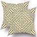 Fodere per cuscini Boho senape 18"x18" Set di 2, federe per cuscini senape e bianche, federe per cuscini Boho moderni a figura geometrica