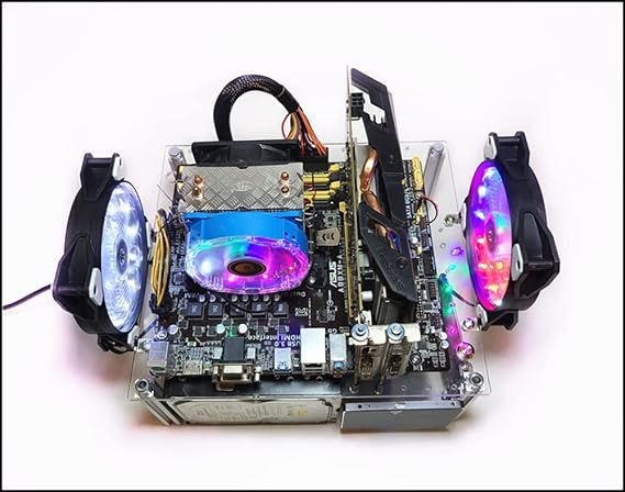 PC Open Chassis Stackable Computer Case Heat Dissipation Acrylic ATX MATX ITX Motherboard Test Bench Platform DIY Computer Case Transparent Support CPU Water Cooling