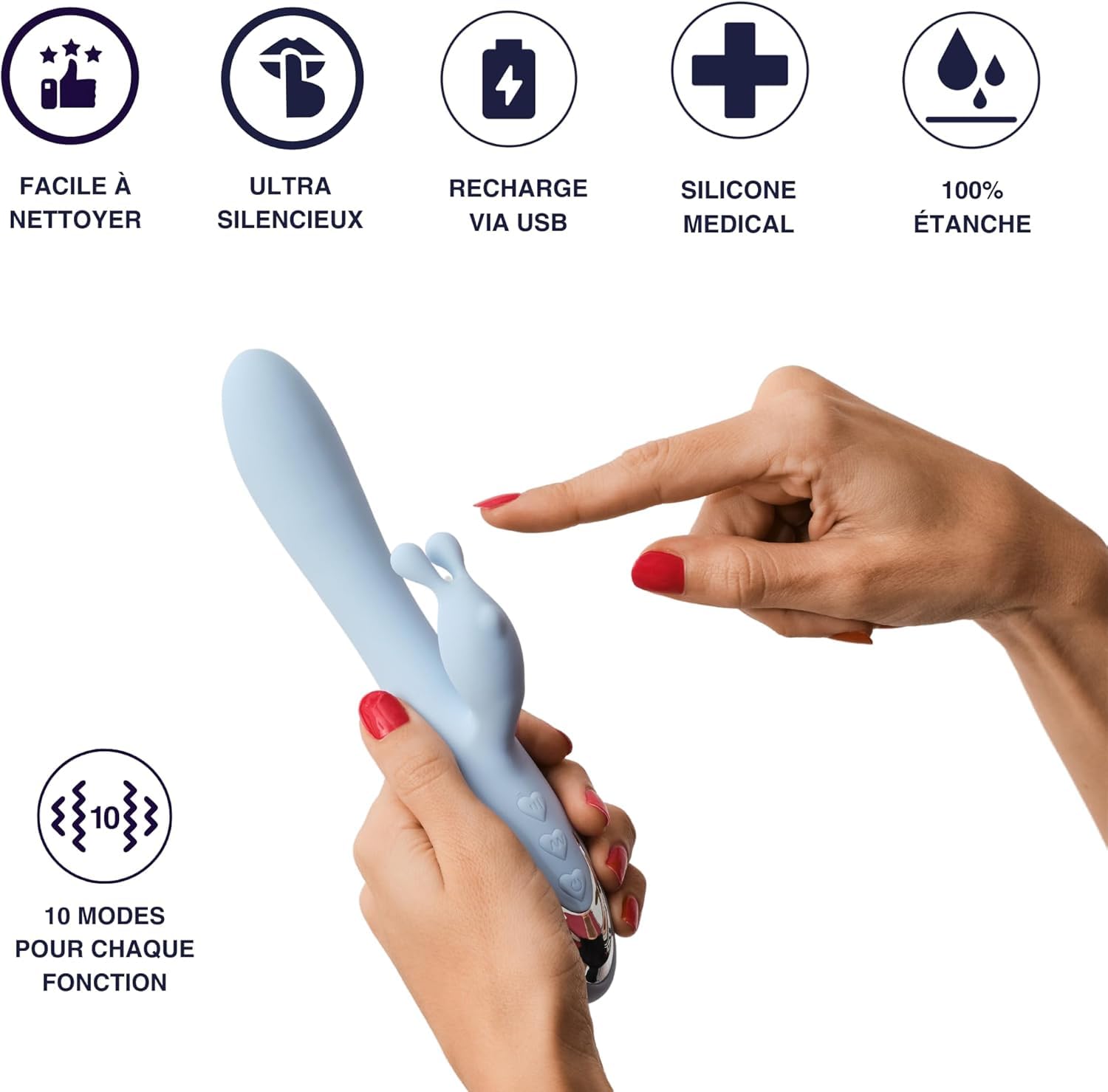 Mon Amour Vibromasseur Rabbit Bleu - Silicone 10 Modes Rechargeable