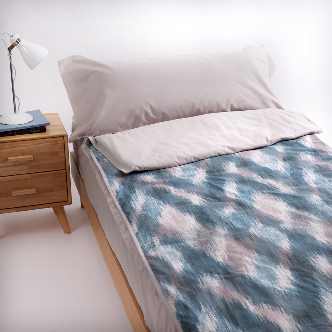 10XDIEZ Saco Nórdico Ajustable con Relleno y Cremalleras Laterales, en Algodón y Poliéster, para Camas de 80 a 105 cm - Azul, Cama de 90cm