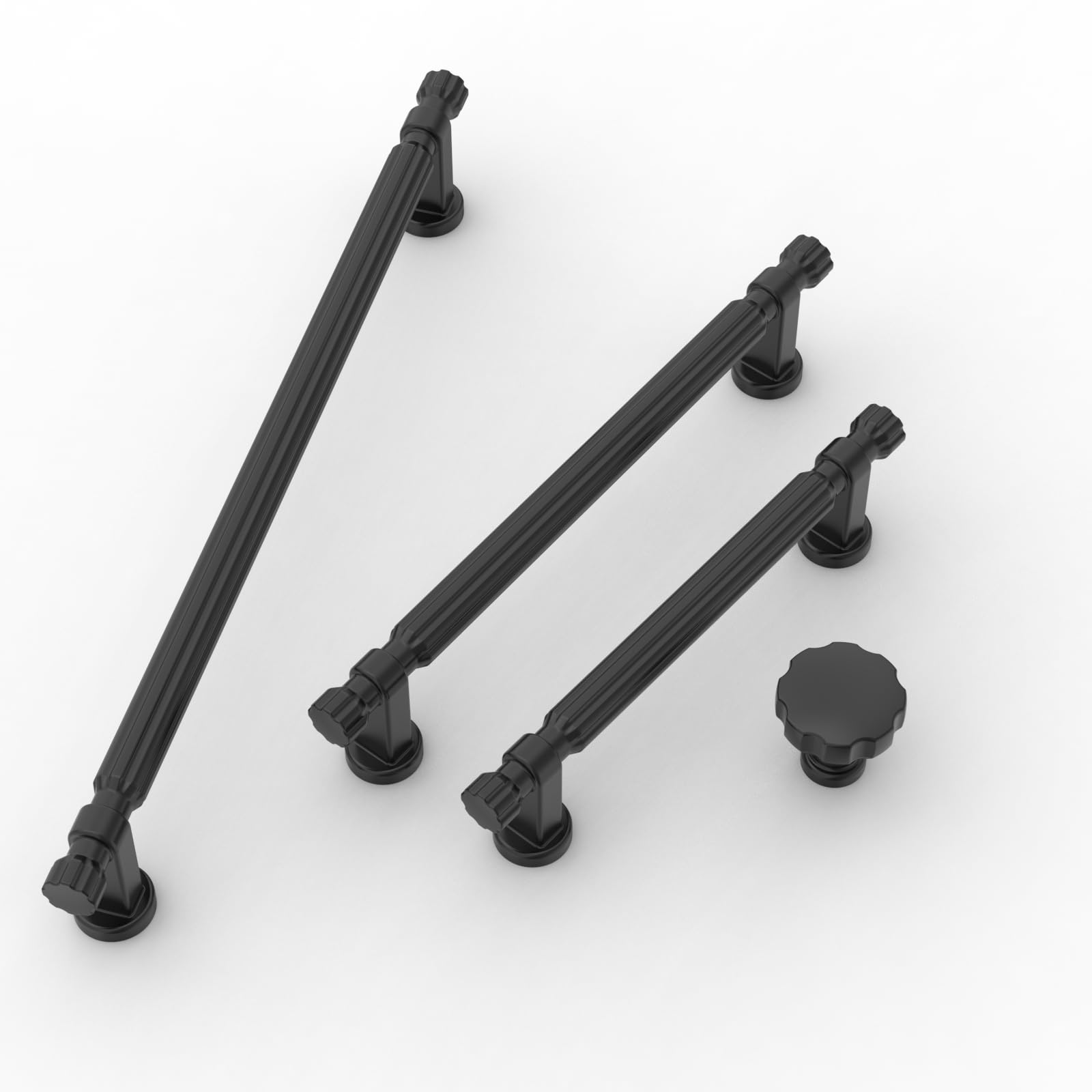 FURNIWARE Schrankgriffe, mattschwarz, Küchentürgriffe, Hardware, Schubladengriffe, Küchenschrank, Türgriffe, Zug, 128 mm Lochmitte, 10 Stück