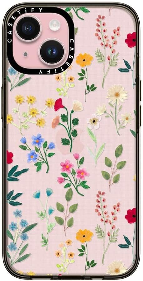 Casetify iPhone 15 Case - Spring Botanicals 2, Clear Black