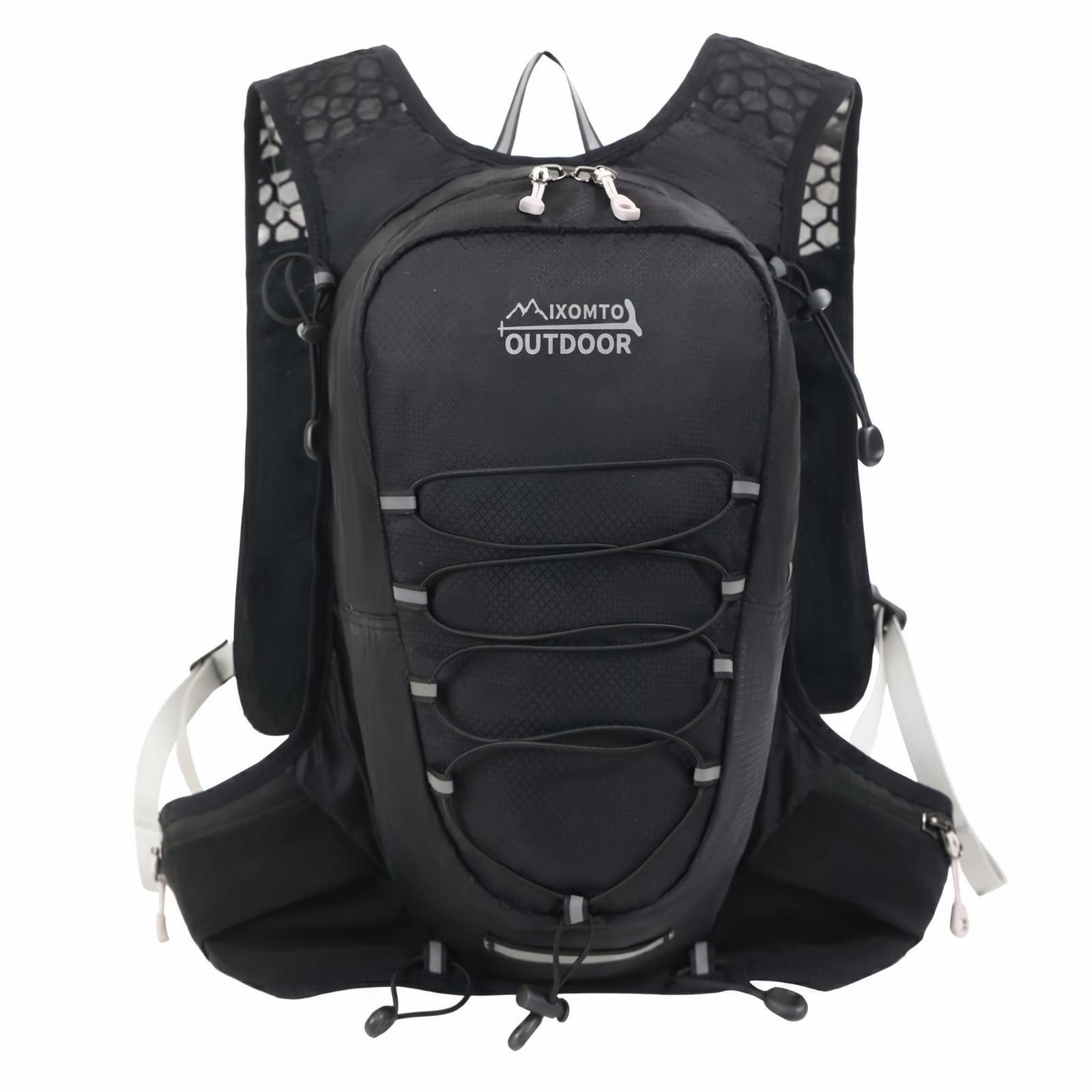 Breathable Trail Running Backpack 3D Mesh Ventilated Running Pack Lightweight Hydration Backpack Nylon for Hiking, Mountain Climbing, Cycling, Black-image-38