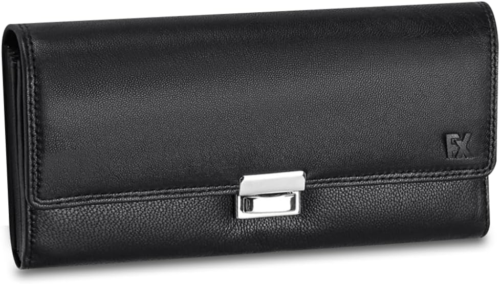 FOMAX Waiter Wallet Made of Nappa Leather - Large Waiter's Wallet, RFID Protection, Professional Gastro Taxi Wallet, Black