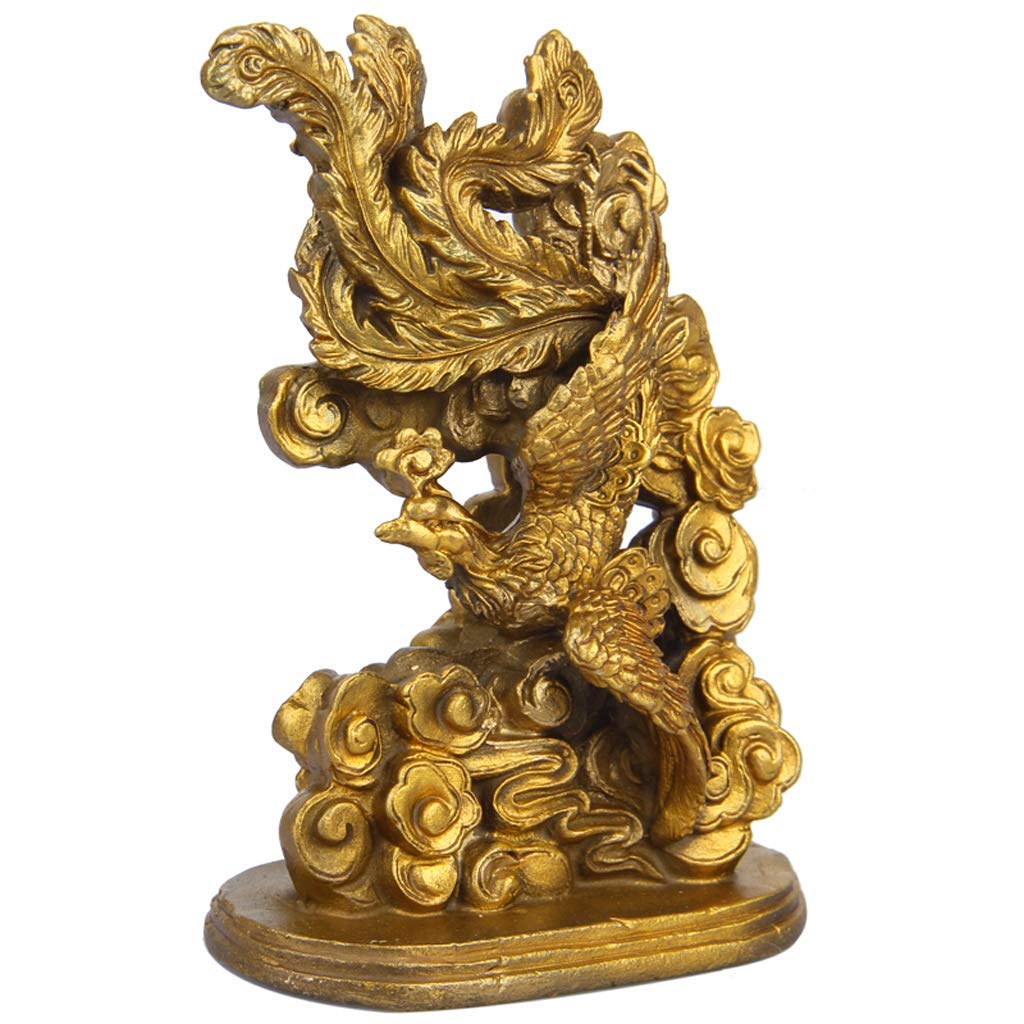 YNIYUJKL Feng Shui Ornaments Pair Of Brass Dragon Phoenix Statue Yin Yang Harmony Sculpture Marriage Luck Figurines Wedding Gift Home Decor,Phoenix