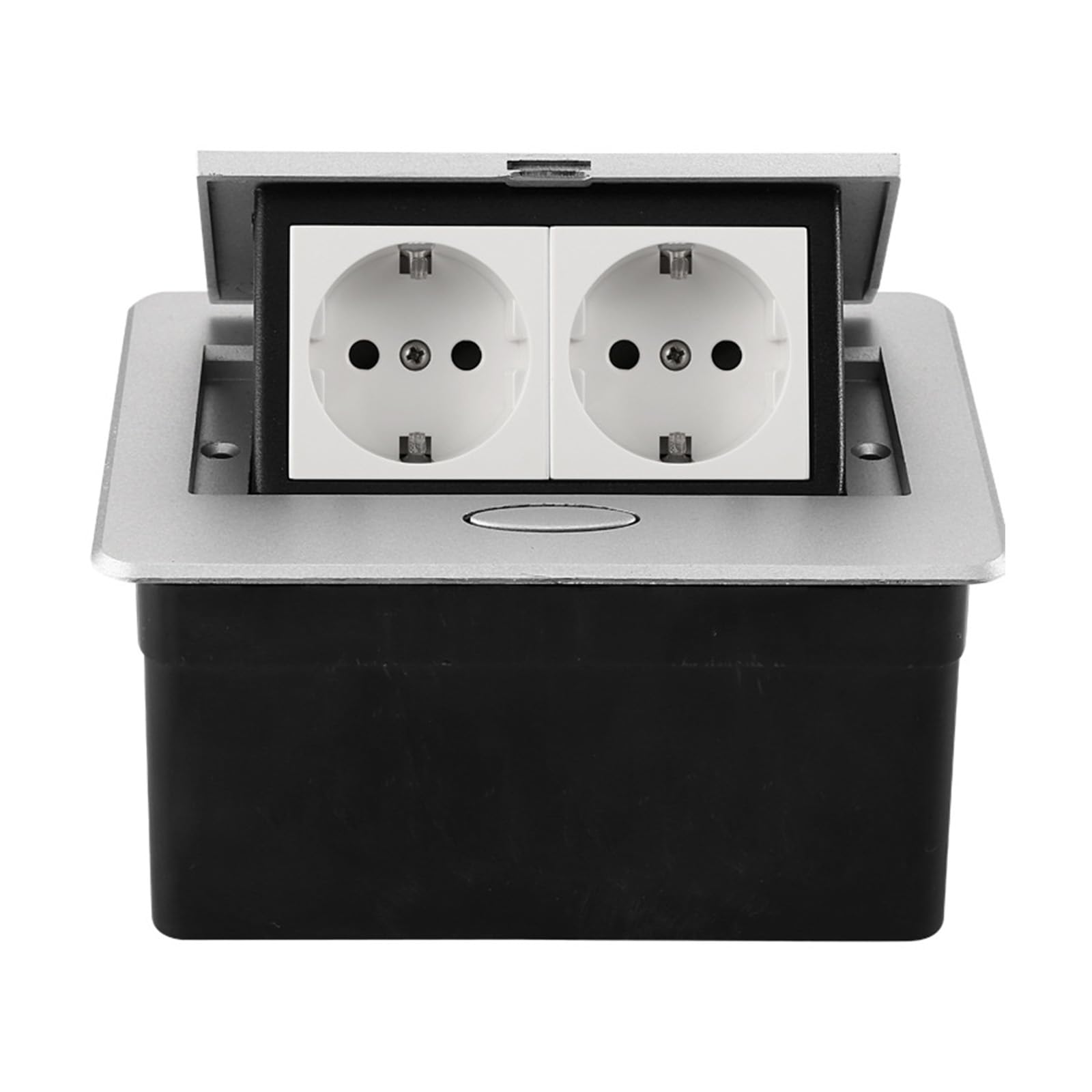 Multipresa 2 Posti, 16A 110 240V Ignifugo Ciabatta Elettrica, IP40 Impermeabile Multipresa da Scrivania per Centro Commerciale, Casa, Ufficio, Alberghi, Scuole (Argento)