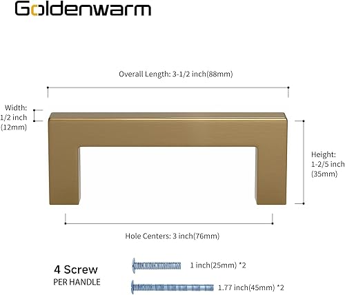 Miniatura 10 de goldenwarm Paquete de 10 tiradores de bronce champán para gabinetes, manijas doradas de 10 pulgadas, tiradores de cajón de bronce cepillado, manijas