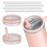 2 Pack 40 oz Tumbler Flip Straw Leak Proof Lid Replacement Fit for Stanley Quencher,40 oz Tumbler Lid Replacement for Stanley Cup,No Spill Proof Straw Cover for Stanley Cup Accessories